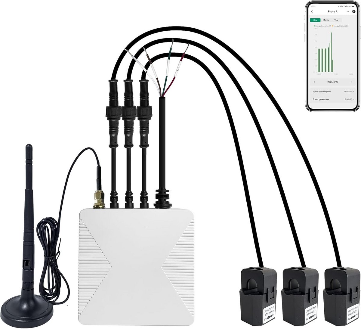 Bi-directionele Wi-Fi Energiemonitor met 3 Klemmen tot 300A