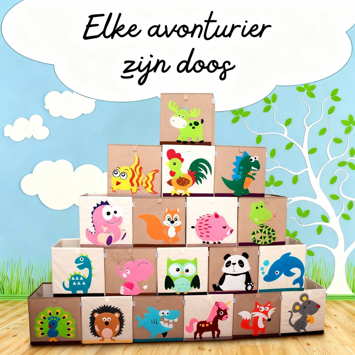 Opbergdoos van stof voor kinderen "eekhoorn", compatibel met Ikea Kallax Lifeney