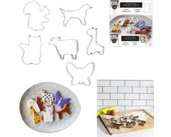 Dieren Koekjesvormen set - 6x - RVS uitsteekvormen - dieren thema - koekjes en marsepein
