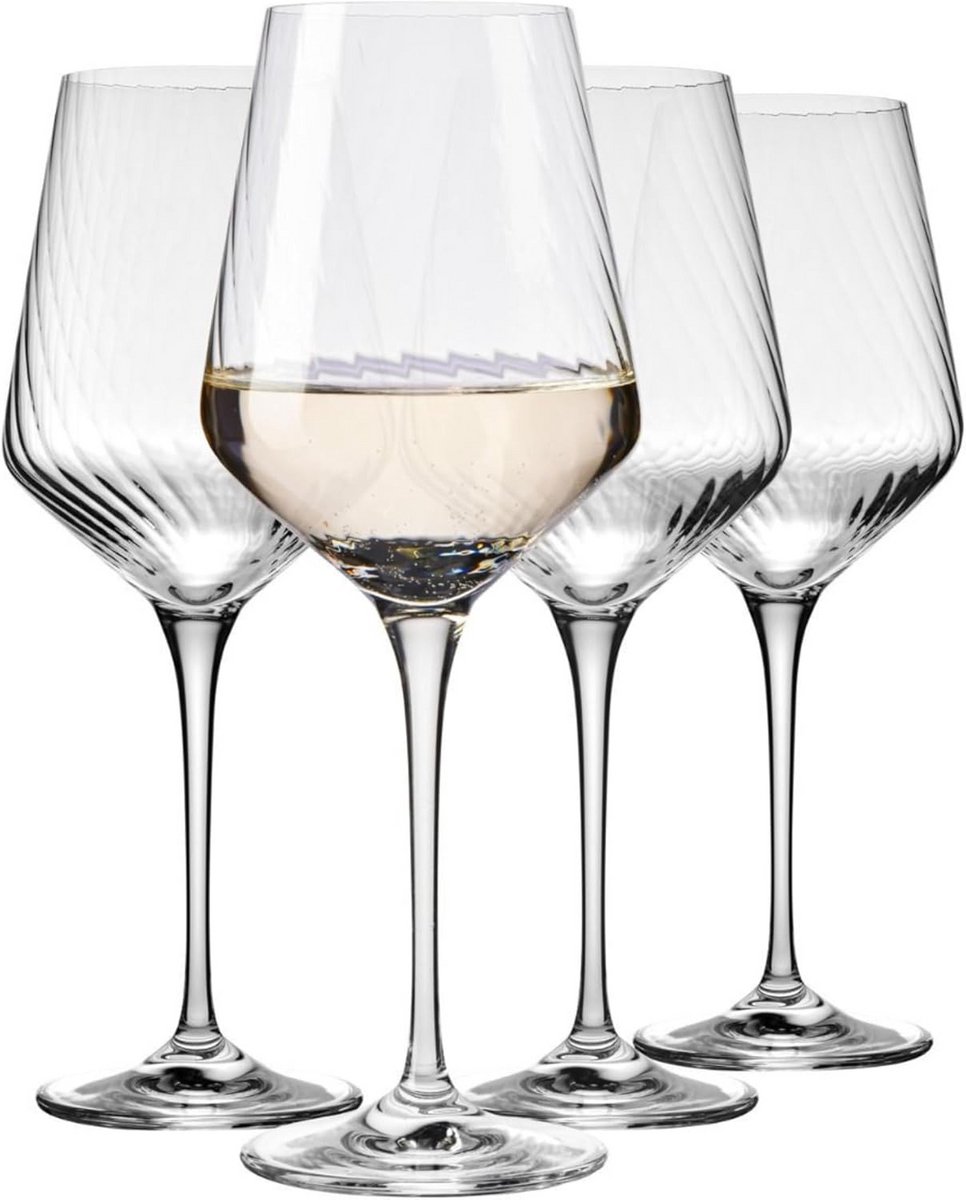 Set van 4 Getextureerde Wijnglazen 450 ml Loodvrij Kristalglas