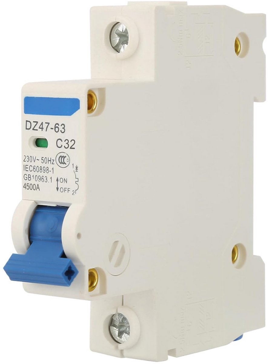 Installatieautomaat 1-polig 32A 230V Zekering 6kA Schakelaar