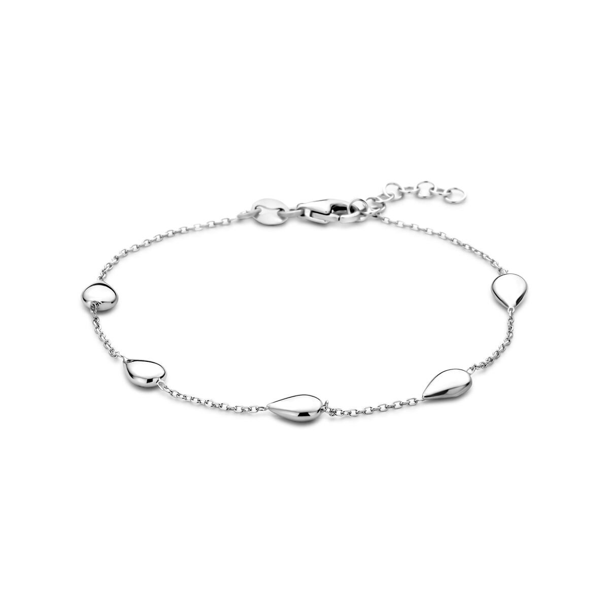 Zilver gerhodineerde armband druppels 17 + 2 cm - 1341655