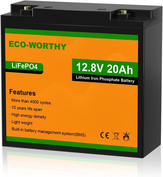 Krachtige 12V 20Ah LiFePO4 Accu met Lange Levensduur en BMS