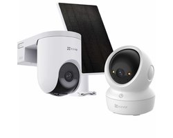 EZVIZ HB8 Lite Buitencamera + H6C 4K Beveiligingscamera - Incl. Zonnepaneel - 360° Pan & Tilt - Auto Zoom - Werkt met Google Assistant & Alexa - Draadloos