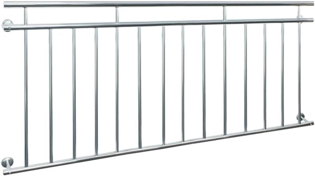 Frans balkon RVS 184x90 cm met 14 verticale spijlen voor ramen