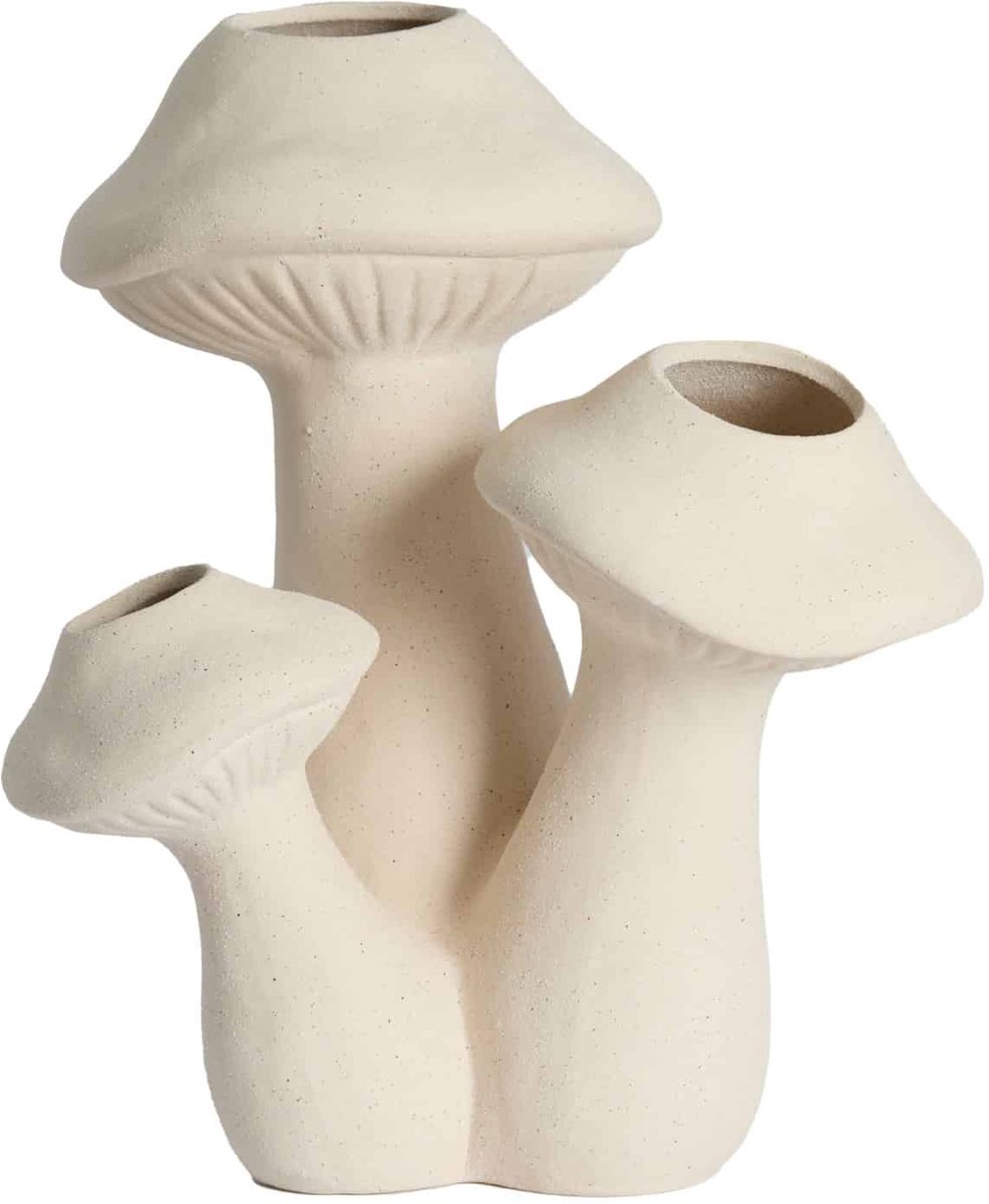 Light & Living Vaas Mushroom - Crème - 33.5x28.5x40.5cm - Keramiek - Modern - Bloemenvaas - Woondecoratie - Decoratieve vaas voor woonkamer of slaapkamer Wit