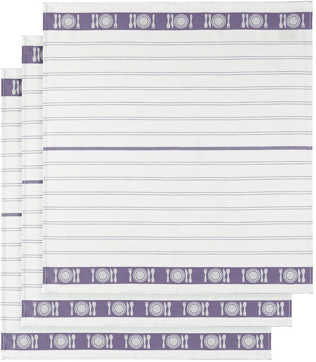 De Witte Lietaer Theedoek BML, Lipstick Lavendel - 3 stuks - 65 x 65 cm - Katoen