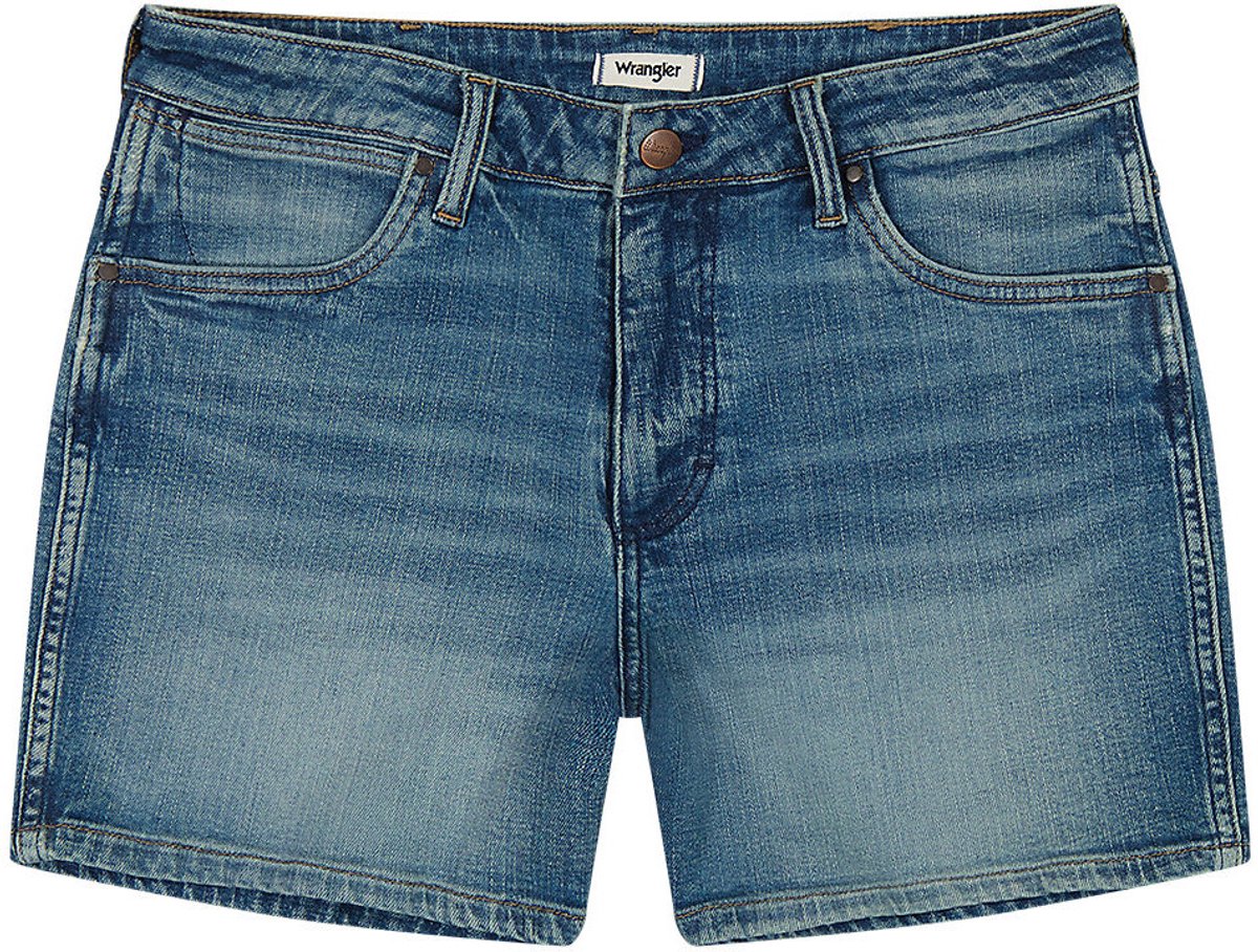 Damesshort Wrangler Boyfriend Shoreline Blauw