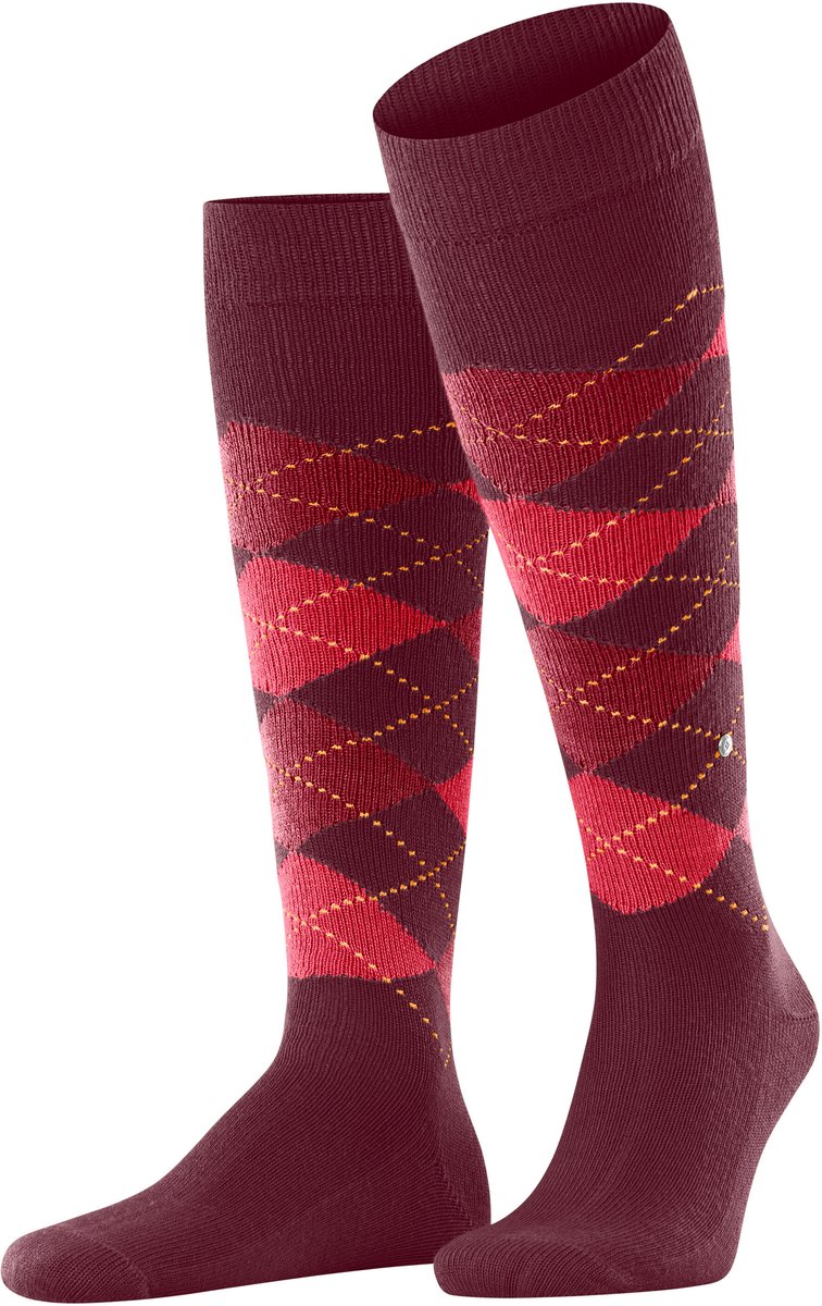 Burlington Preston lang gedessineerd materiaal kniekousen heren paars - maat 40-46