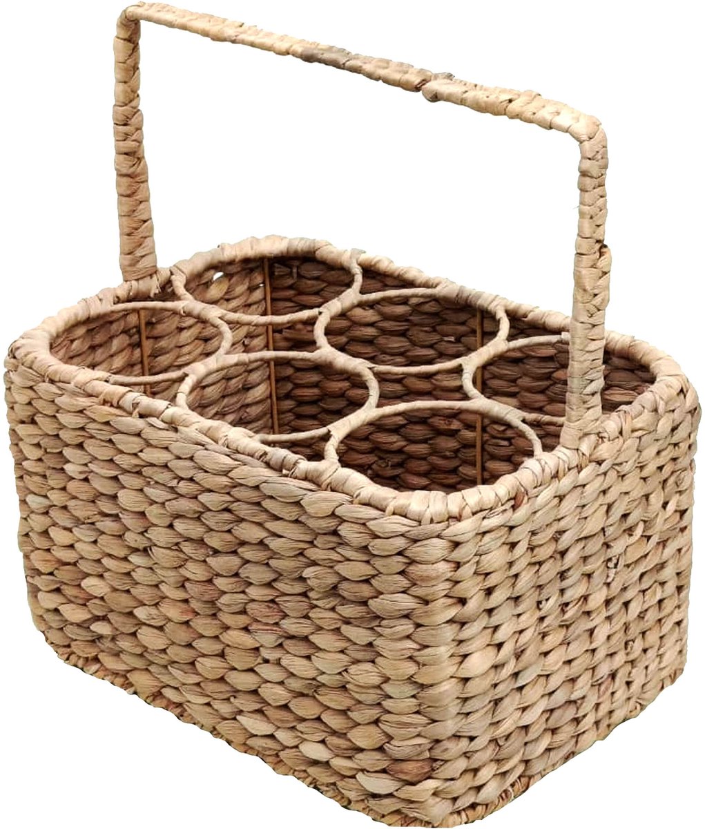 Flessenmand - naturel - 32x34x22 cm - met handvat