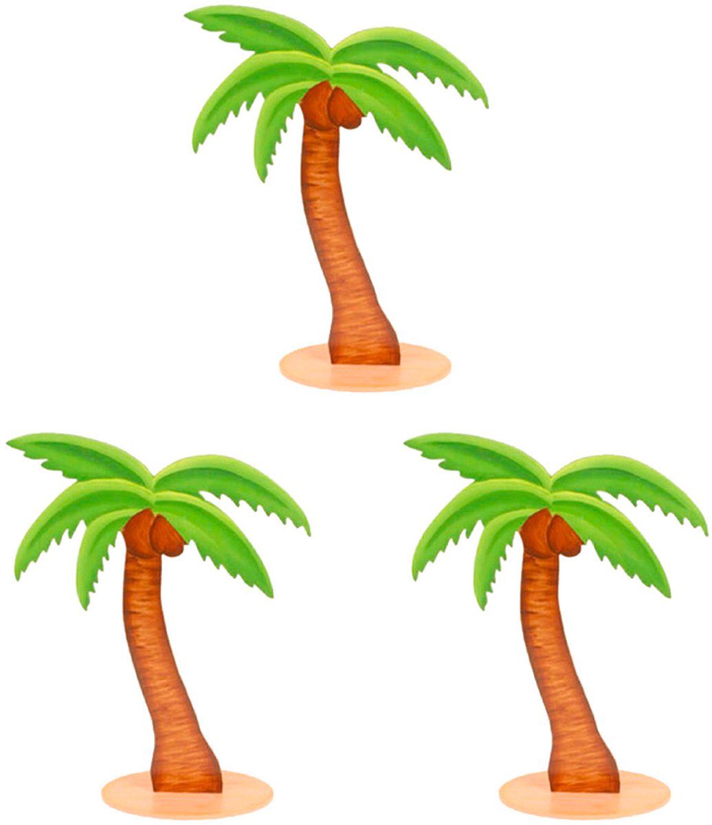 CHAKS - 3 houten palmboomdecoraties 9 cm voor Hawaïfeest