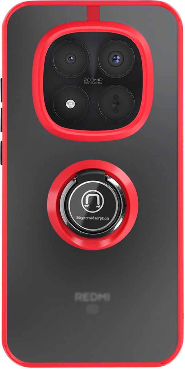 Avizar Hoesje voor Redmi Note 15 Pro Plus met Magnetische Ring en Matte Afwerking, Rood