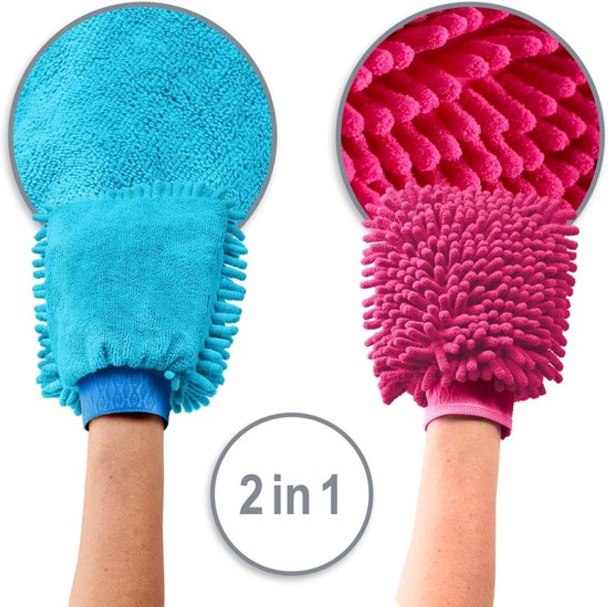 Candala 3x washandschoen voor auto en huishouden - microvezelhandschoe