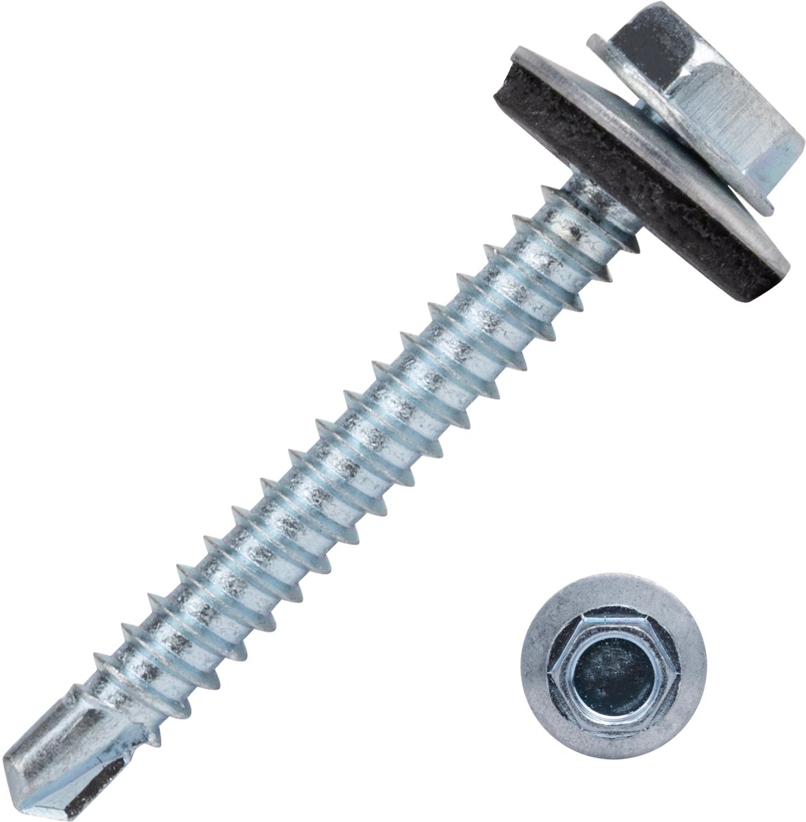 Zelfborende schroeven 4,8 x 38 mm Verzinkt Zeskantkop met 14 mm ring | Doos 200 stuks