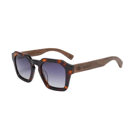 Wooda® Zonnebril Square - Donker gevlamd frame - Gepolariseerd - Wooda Figa Demi Gris Dégradé van Merkloos — afbeelding 2