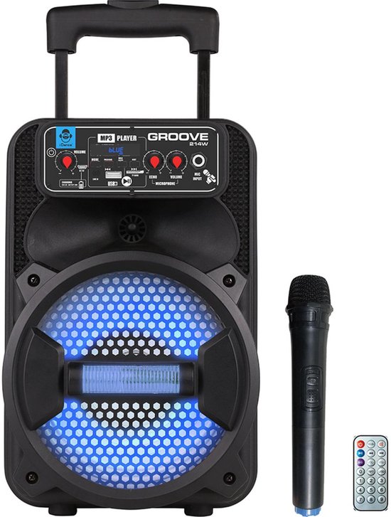iDance Audio GROOVE214W Bluetooth Party Speaker - Draadloos - Discoverlichting - Karaoke Set - Met Microfoon en Afstandsbediening van iDance Audio — afbeelding 4