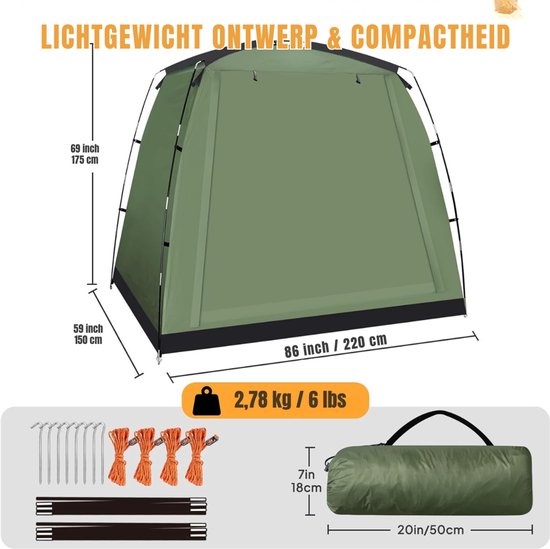 GTB® Fietsenberging - Fietsenstalling - Fietsenhok - Legergroen - 220cm x 150cm x 175cm van gtb — afbeelding 3