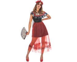 Vegaoo - Dia de los Muertos outfit met rode sluier voor vrouwen