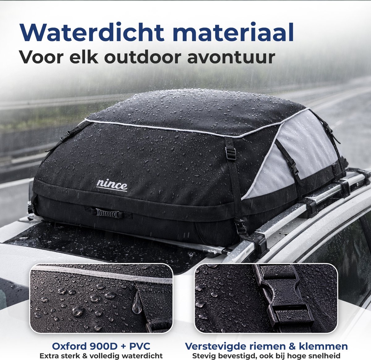 Nince Dakkoffer 792L - Waterdichte Auto Daktas - Opvouwbaar - Met en Zonder Dakdragers - Oxford 900D + PVC - Zwart – foto 4