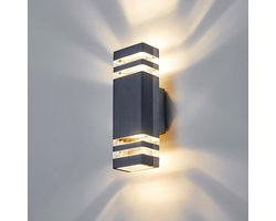 CELAVY Buitenwandlamp Zonder Bewegingssensor - LED GU10 Up & Down Wandlamp - IP65 Waterdicht - Voor Binnen en Buiten - Antraciet