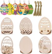 Ornements en Bois de Pâques, 48 Pièces Bricolage Pâques Enfant avec