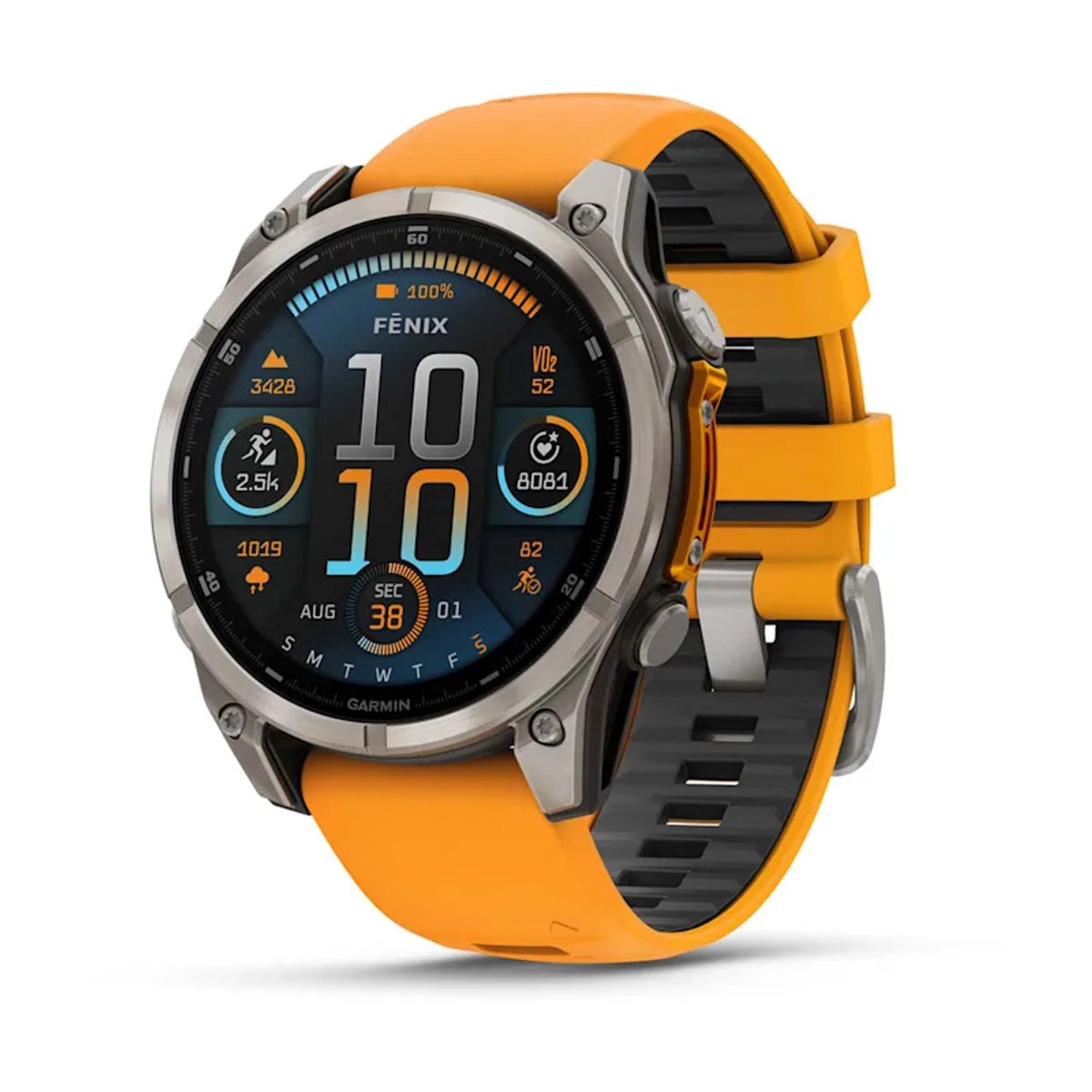 Garmin Fenix 8 Sapphire AMOLED 47mm - Titanium - Multisport GPS Smartwatch - Spark Orange-Graphite