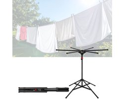 NBAP® Droogmolen met Voet voor Camping & Thuis - Wasrek Staand - Droogrek Inklapbaar - Zwart