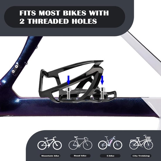 Bidonhouder fiets - Flessenhouder - Flessenrek - Fietsuitrusting - Met Schroeven en kleine sleutels - 2 stuks - zwart — afbeelding 2