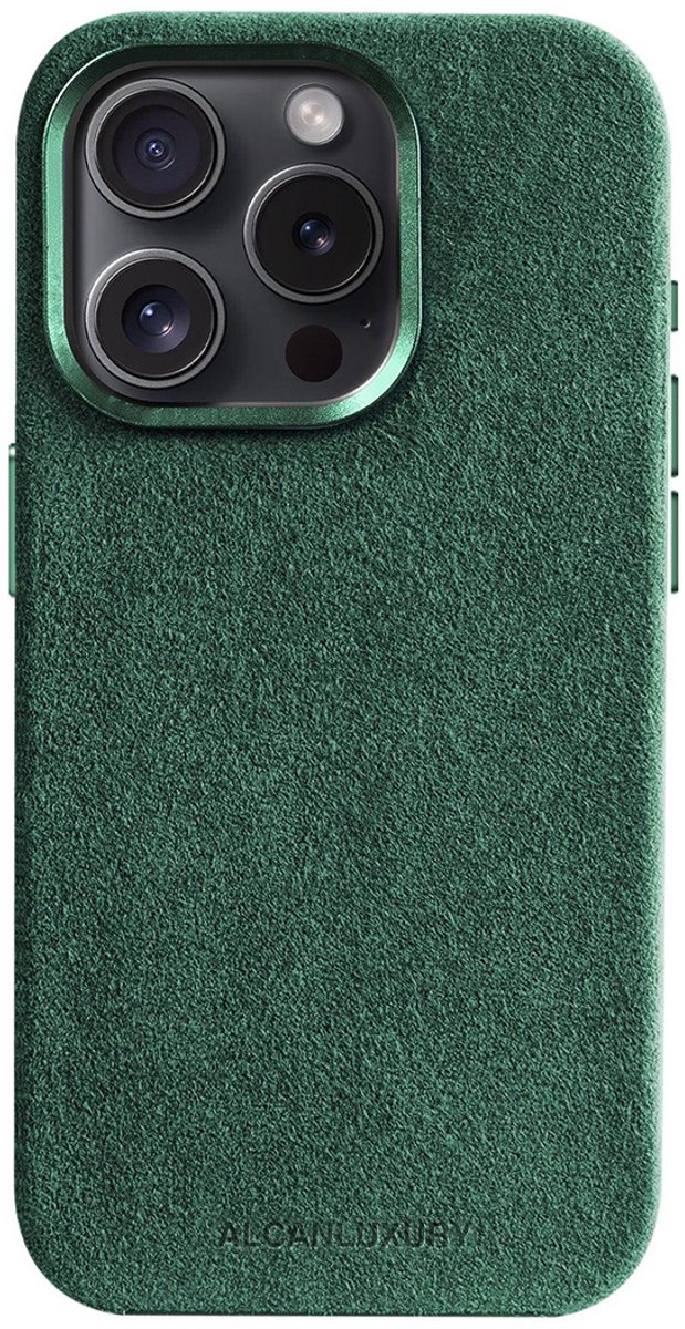 Alcanluxury Alcantara telefoonhoesje geschikt voor Apple iPhone 15 Pro - Midnight Green