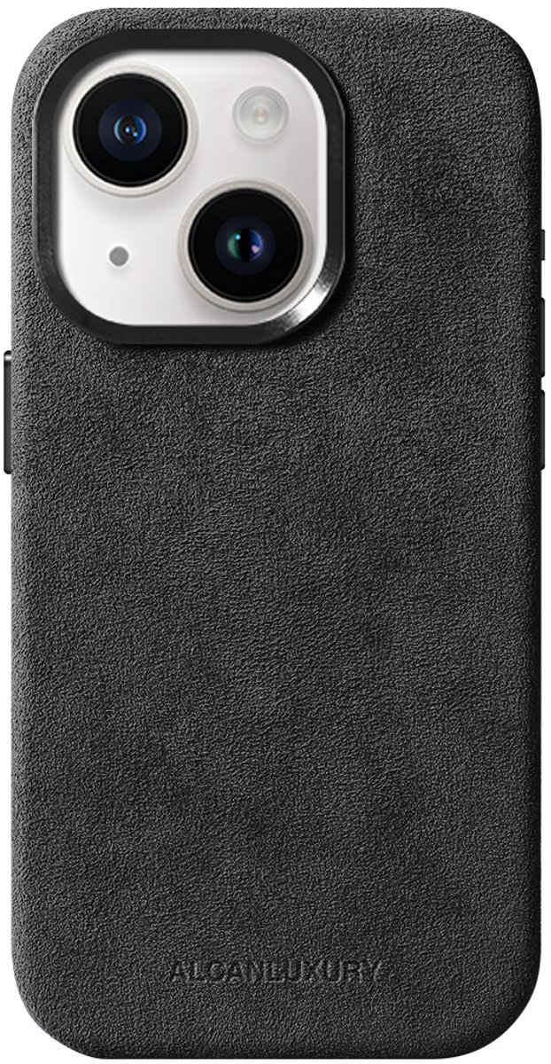 Alcanluxury Alcantara telefoonhoesje geschikt voor Apple iPhone 15 - Space Grey
