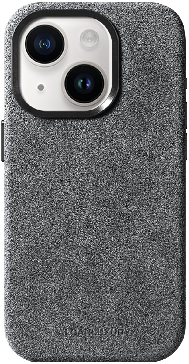 Alcanluxury Alcantara telefoonhoesje geschikt voor Apple iPhone 15 - Nardo Grey