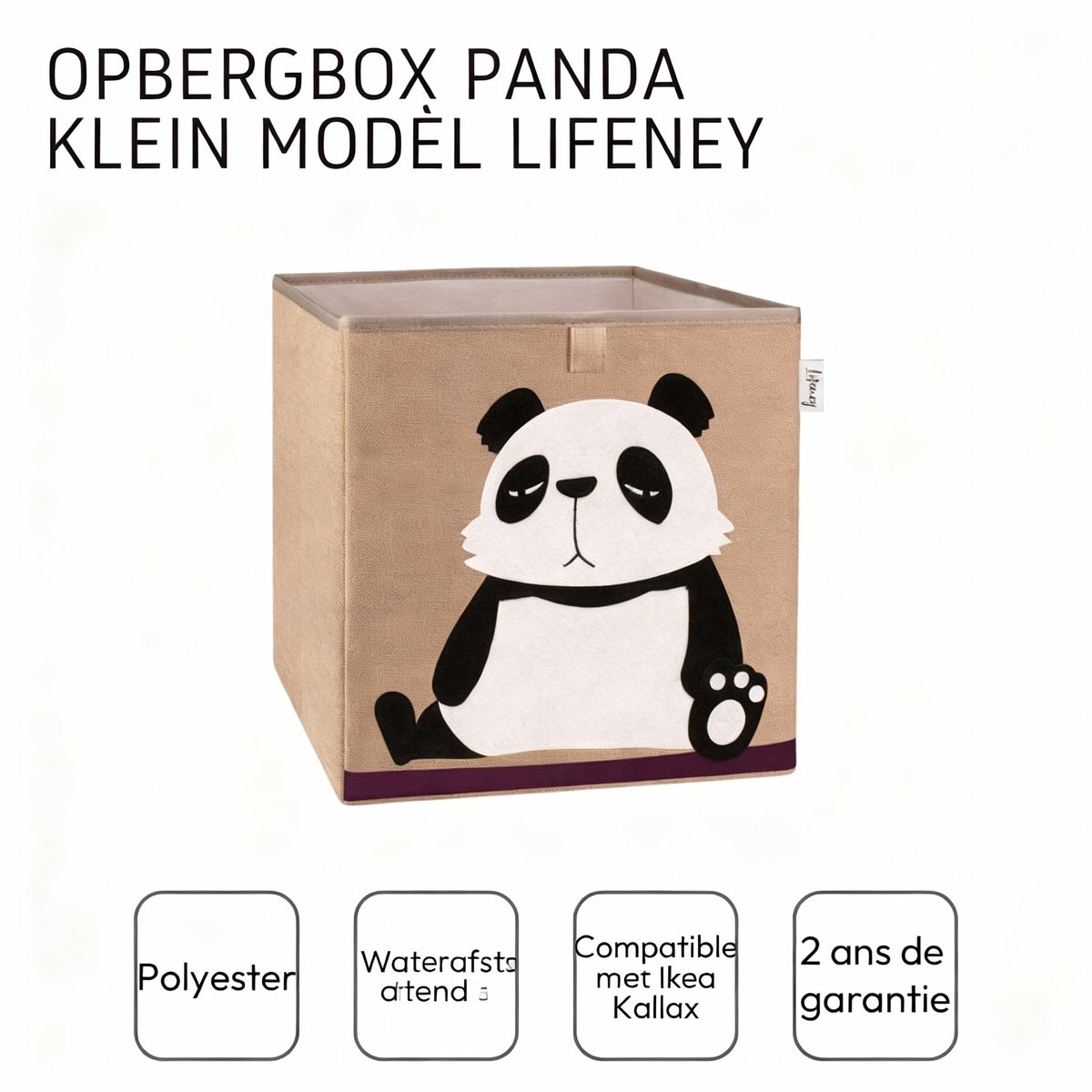 Opbergdoos van stof voor kinderen "panda", compatibel met Ikea Kallax Lifeney