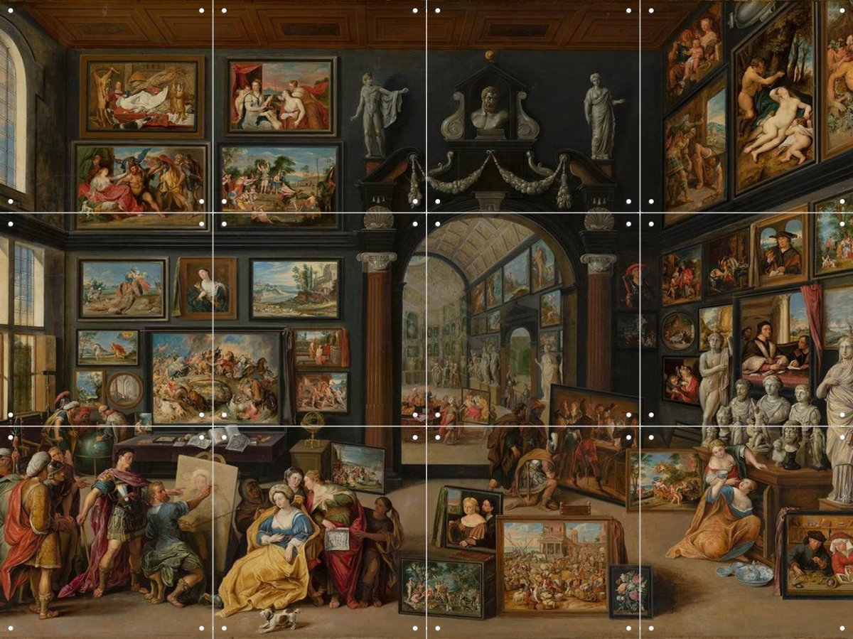 IXXI Apelles schildert Campaspe, Willem van Haecht & Mauritshuis - 80 x 60 cm - Gratis ophangtool - Grote wanddecoratie en posters - Schilderijen,