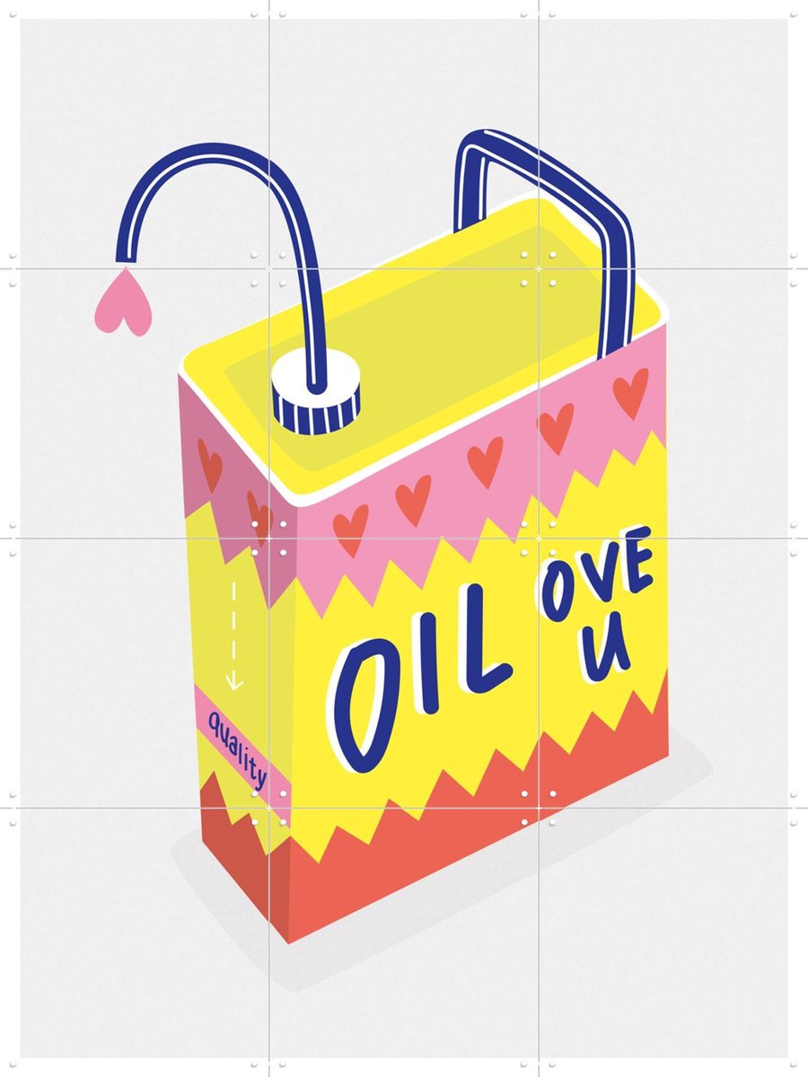 IXXI Oil Ove U, Jetske Kox - 60 x 80 cm - Gratis ophangtool - Grote wanddecoratie en posters - Kleurrijk, Grafisch Ontwerp, Speels, Illustraties,