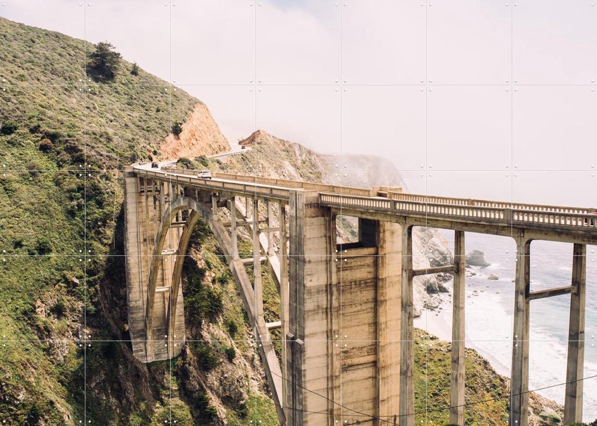 IXXI Bixby Creek Bridge, Pati Photography - 140 x 100 cm - Gratis ophangtool - Grote wanddecoratie en posters - Fotografie, Mancave, Architectuur