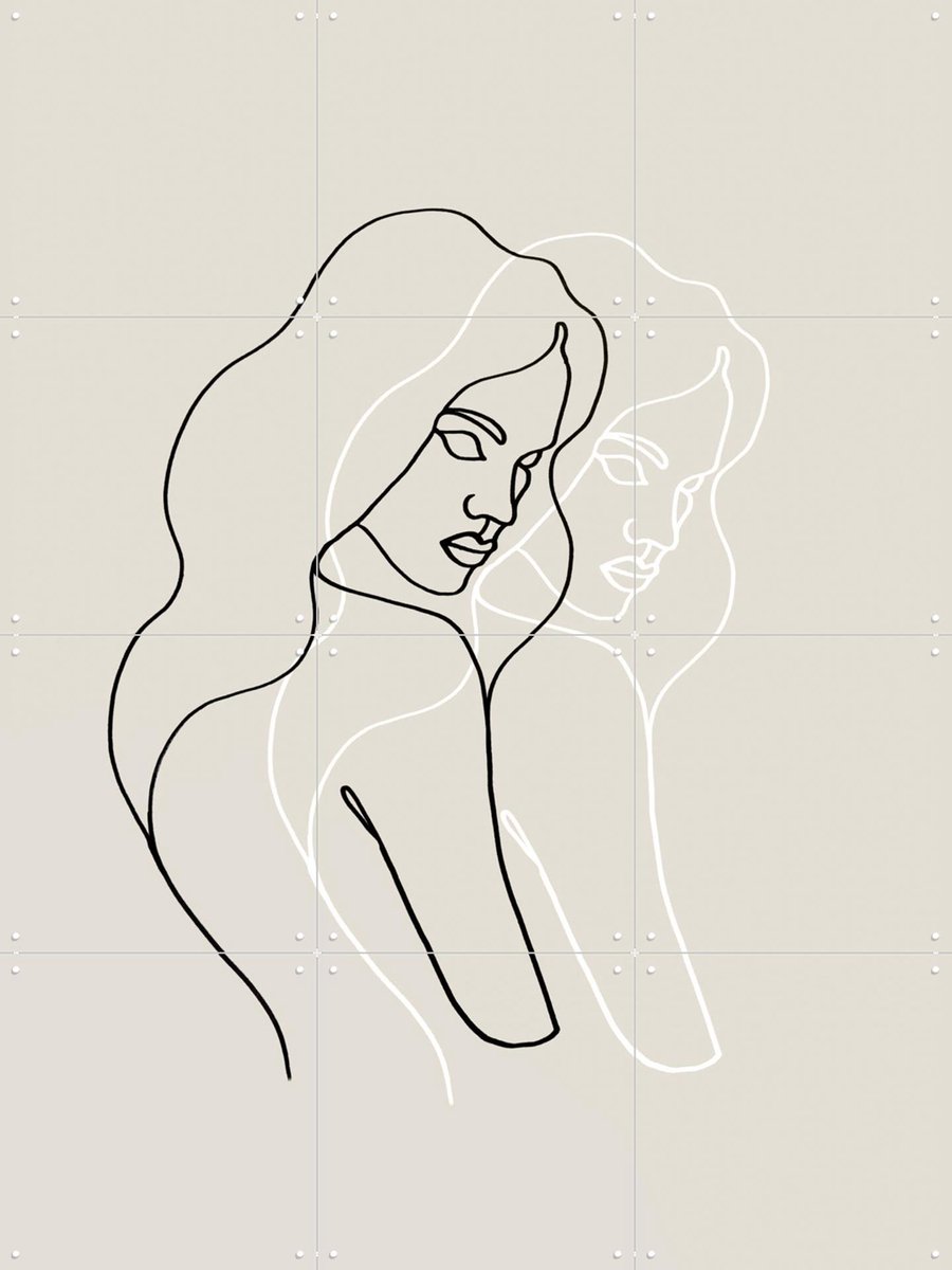 IXXI Irma, Julia Hariri - 60 x 80 cm - Gratis ophangtool - Grote wanddecoratie en posters - Line art, Grafisch Ontwerp, Illustraties, Portretten