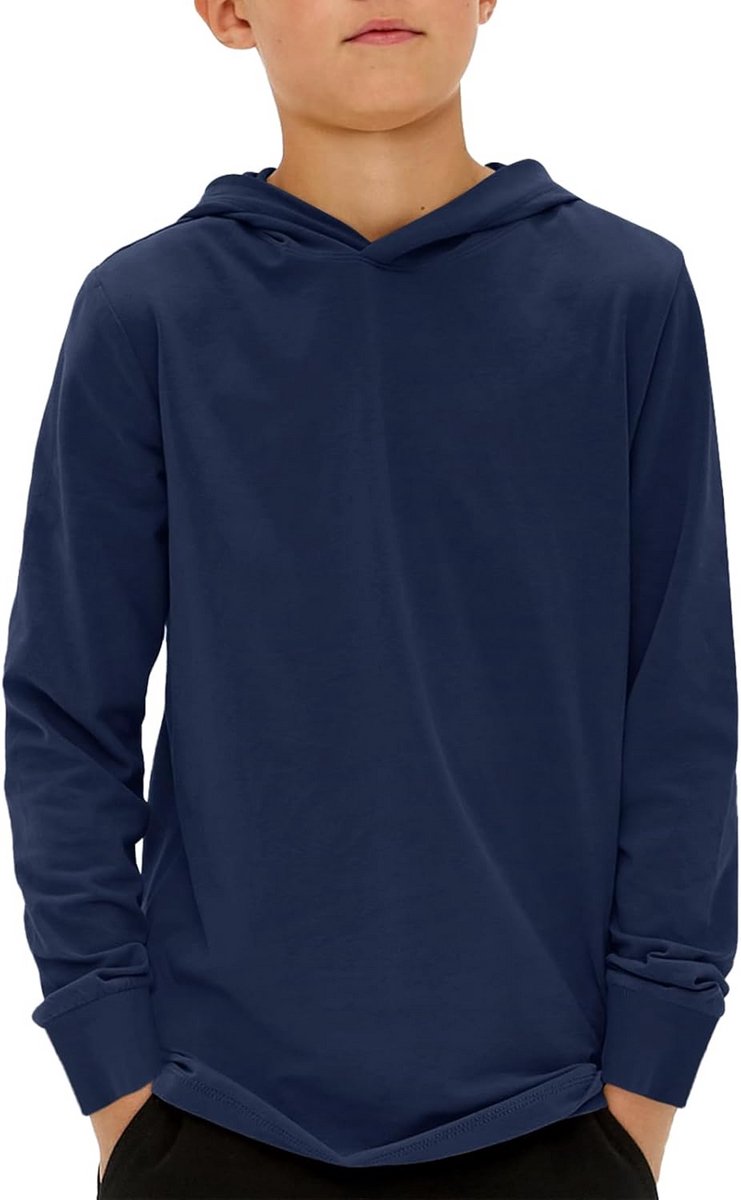 Comfortabele Effen Jongens Hoodie met Capuchon Lange Mouwen