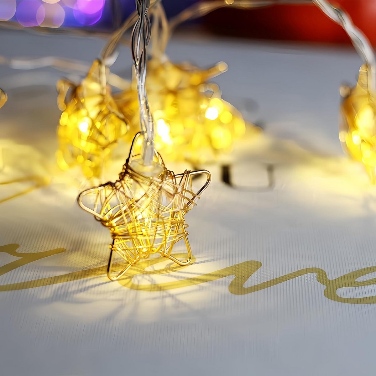Sfeervolle Sterren Slingerverlichting Decoratie 1.5 Meter Warme Witte LED op Transparante Kabel Binnen — cadeau in Wonen & Interieur - foto 5