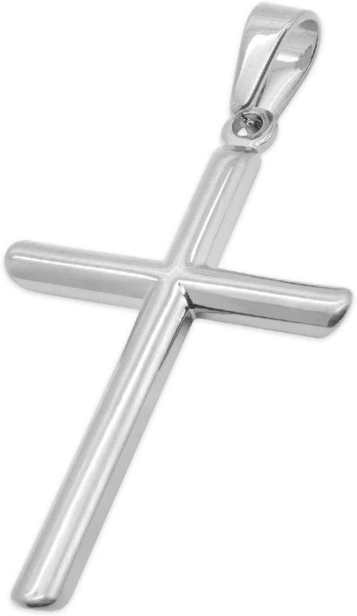 Tijdloze kruis hanger van roestvrij staal zilverkleurig
