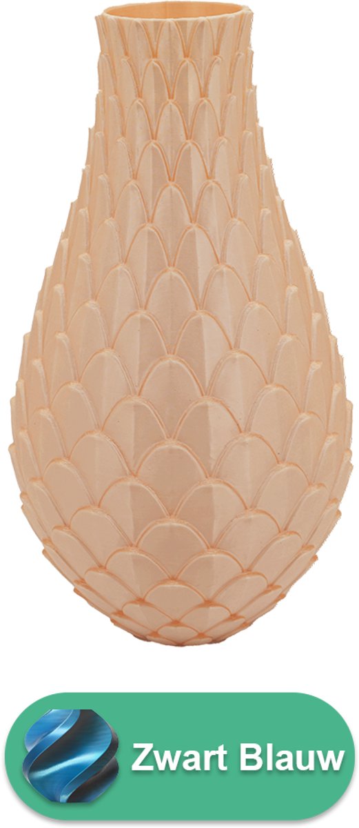 Lovora Sirena design vaas – Decoratieve vaas - Zwart / Blauw - 3d geprinte vaas – geschikt voor droogbloemen - 30CM