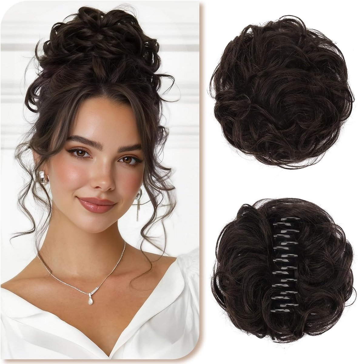 Krullend Haarstuk Knot met Klem voor Direct Volume en Volheid