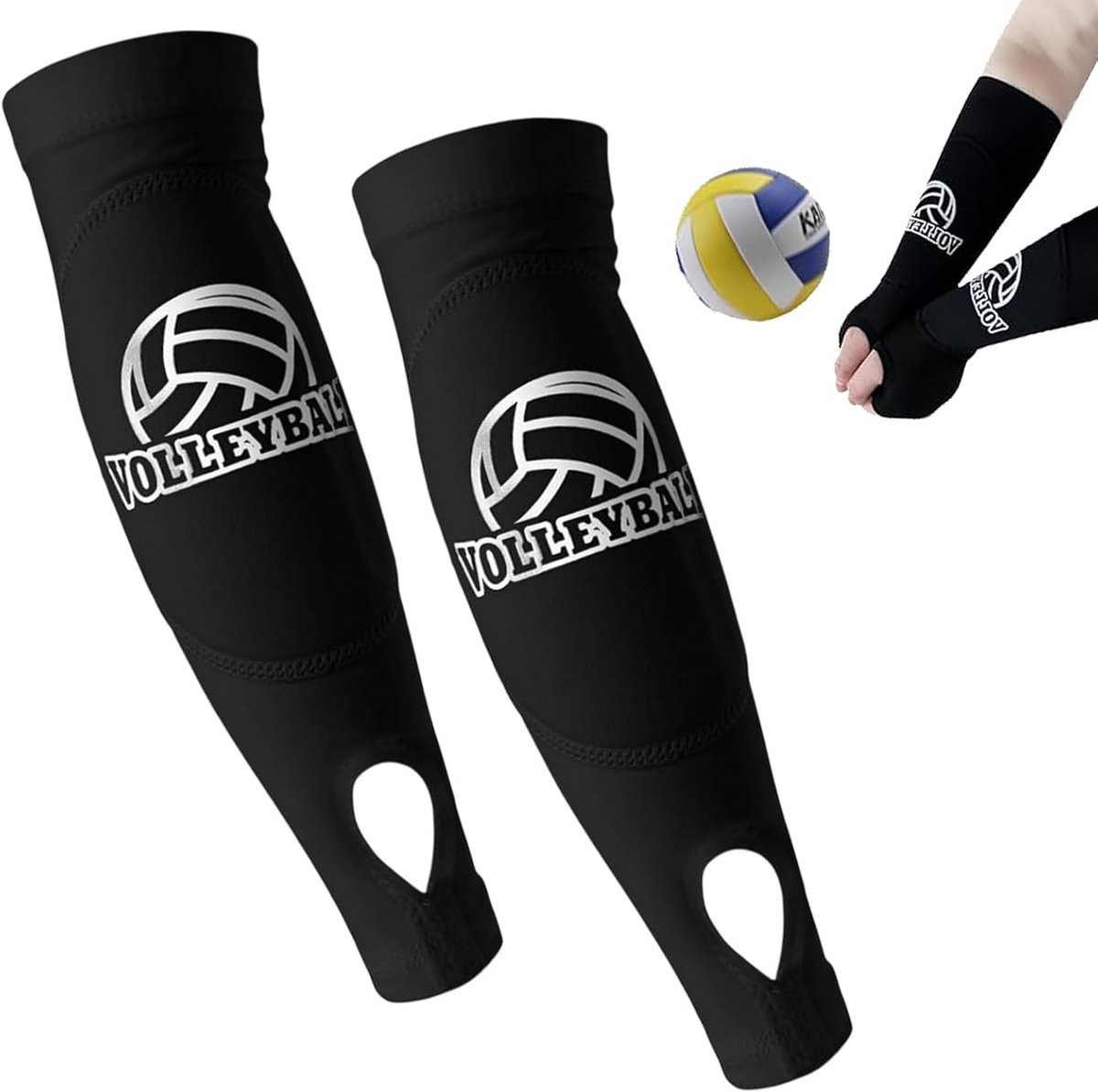 Volleybal Armbeschermer met Beschermkussen voor Onderarm en Duimgat