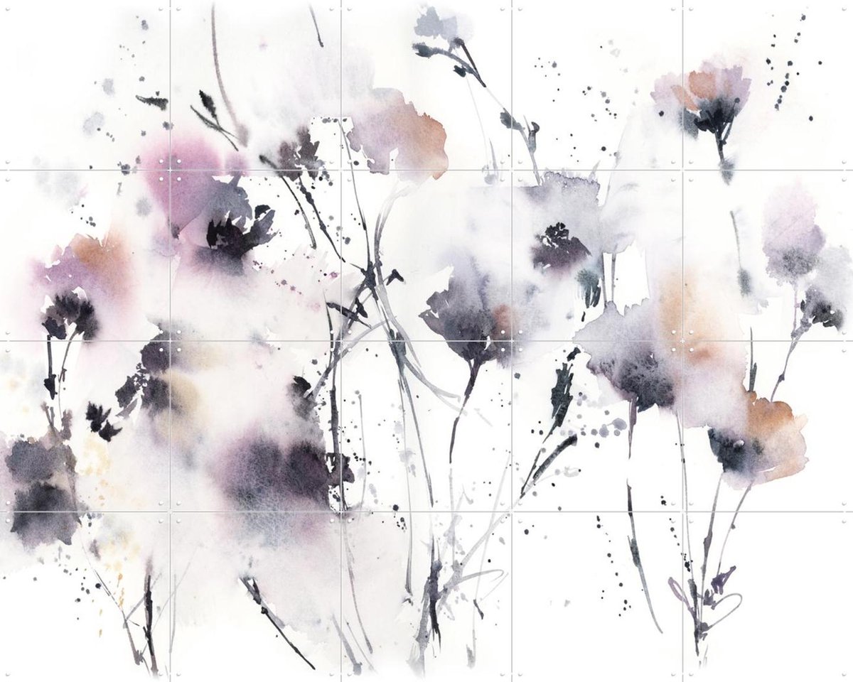 IXXI Flowers Grey, Canot Stop Painting - 100 x 80 cm - Gratis ophangtool - Grote wanddecoratie en posters - Aquarel, Abstract, Impressionisme