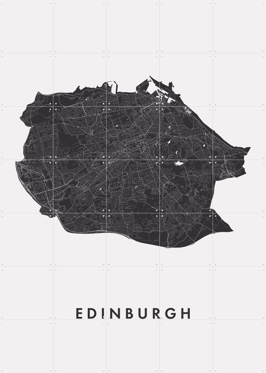 IXXI Edinburgh City Map, Kunst in Kaart - 100 x 140 cm - Gratis ophangtool - Grote wanddecoratie en posters - Grafisch Ontwerp, Minimalisme
