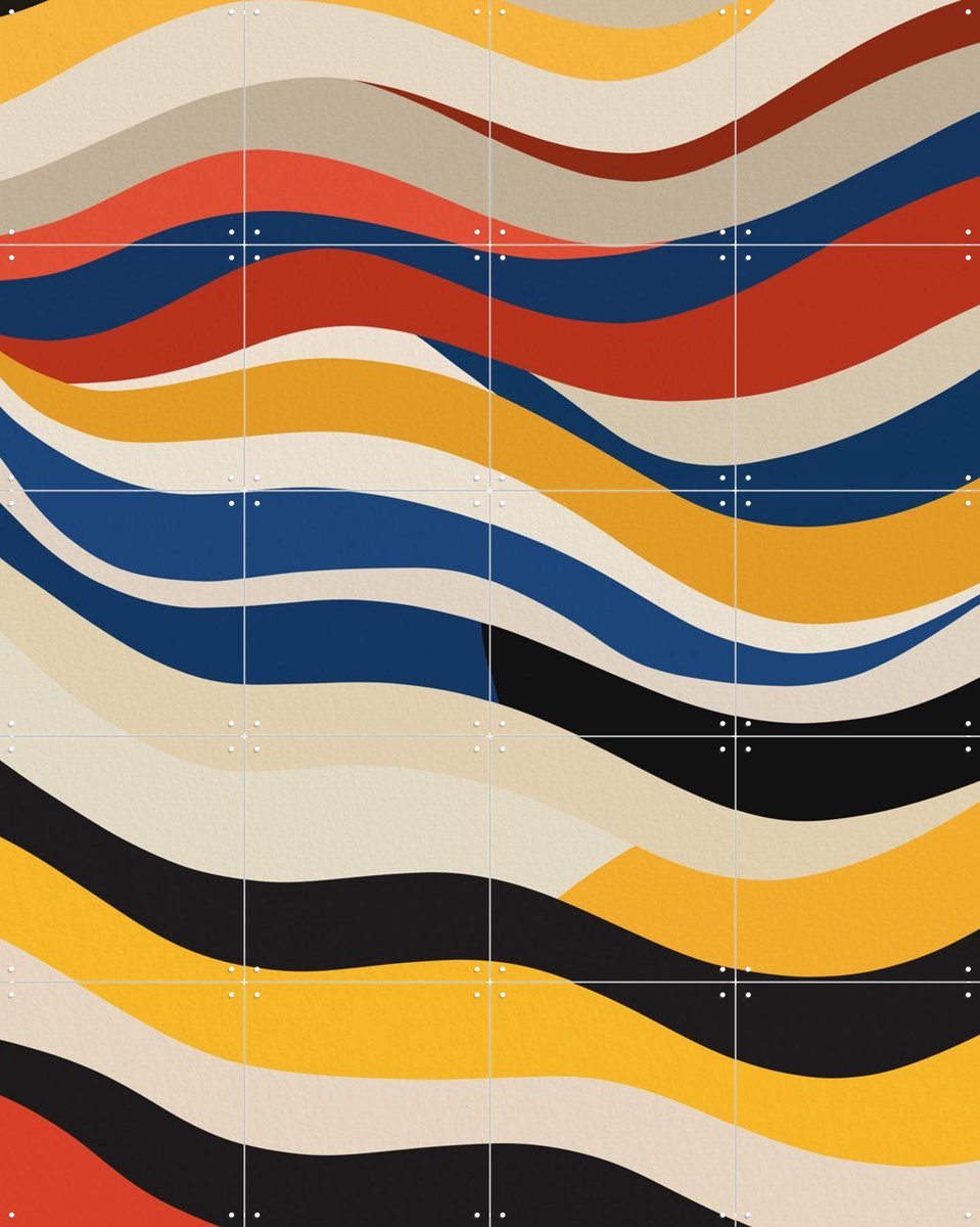IXXI Bauhaus - Wavy stripes, Little Dean & Various - 80 x 100 cm - Gratis ophangtool - Grote wanddecoratie en posters - Strepen, Bauhaus, Grafisch