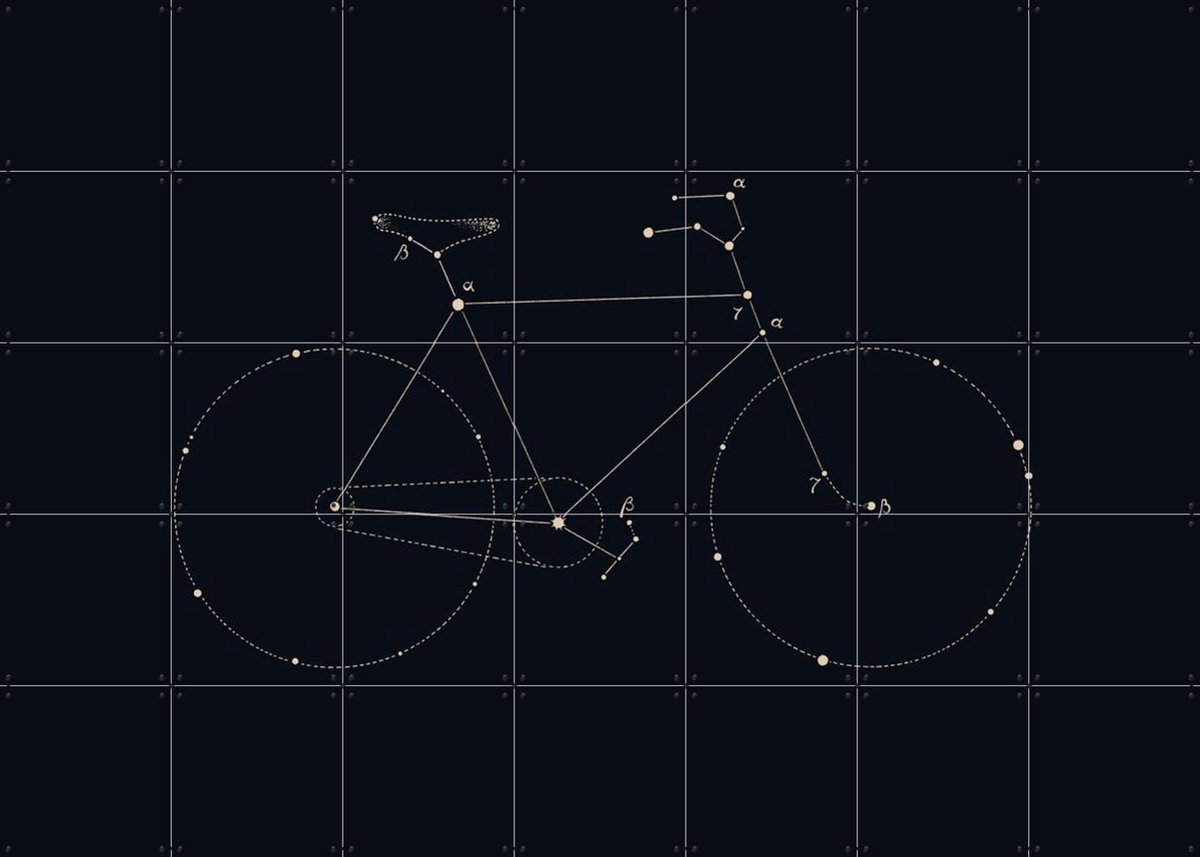 IXXI Bike Star Print, Florent Bodart - 140 x 100 cm - Gratis ophangtool - Grote wanddecoratie en posters - Grafisch Ontwerp, Line art,