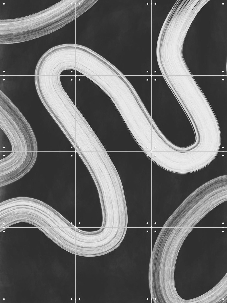 IXXI Black & white 42, Elena Ristova & Various - 60 x 80 cm - Gratis ophangtool - Grote wanddecoratie en posters - Abstract, Line art, Kwaststreken