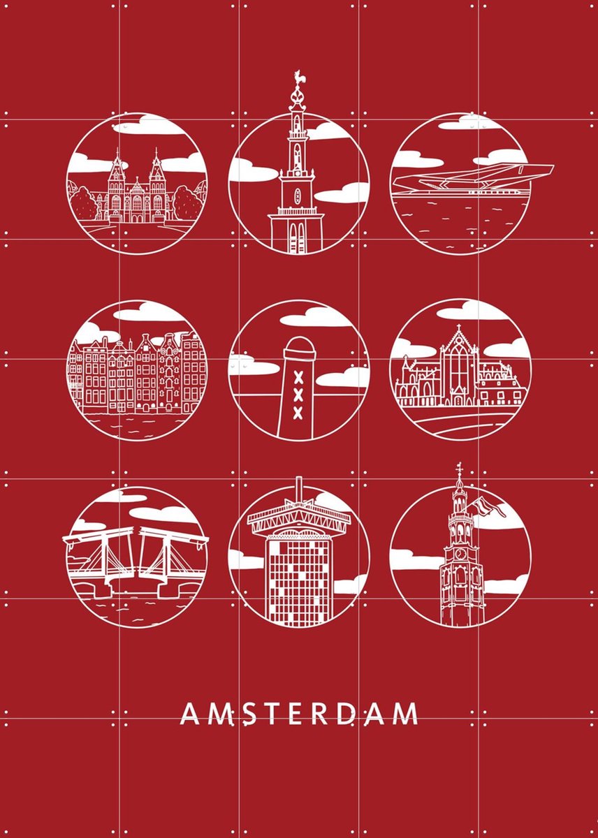 IXXI Amsterdam Icons - Mono, Art Studio Jet & Kunst in Kaart - 100 x 140 cm - Gratis ophangtool - Grote wanddecoratie en posters - Illustraties, Line