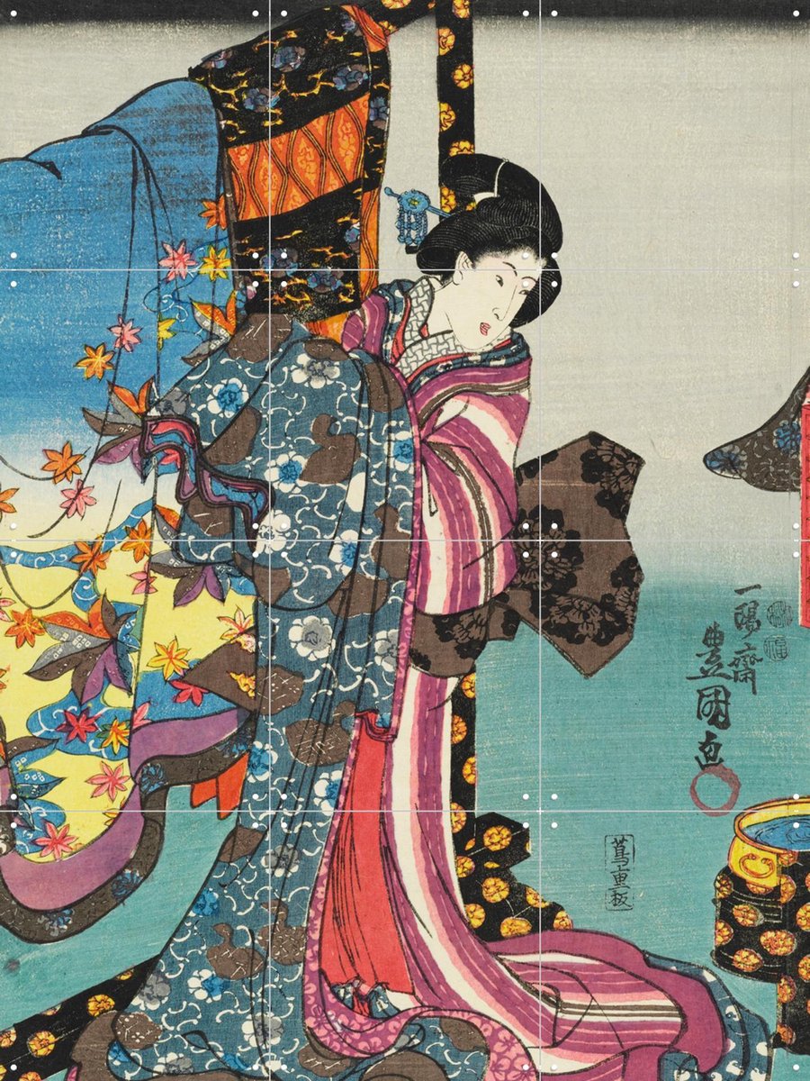 IXXI Fashionable brocade patterns of the Imperial palace, Utagawa Kuniyoshi & Victoria and Albert Museum - 60 x 80 cm - Gratis ophangtool - Grote