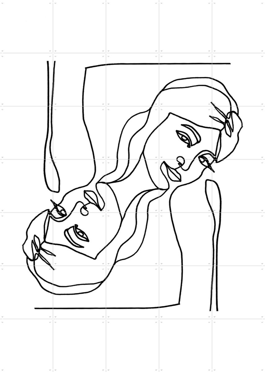 IXXI Lola, Julia Hariri - 100 x 140 cm - Gratis ophangtool - Grote wanddecoratie en posters - Illustraties, Minimalisme, Line art, Woonkamer
